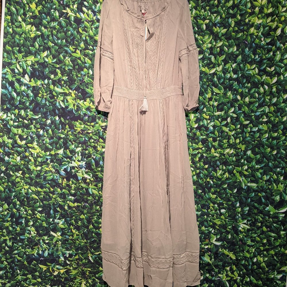 100% Silk Long Sleeve Maxi Dress